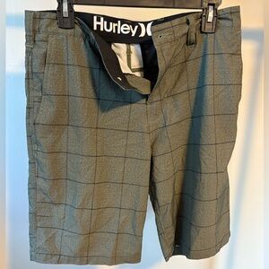 Hurley Men's Olive Checkered Hybrid Shorts